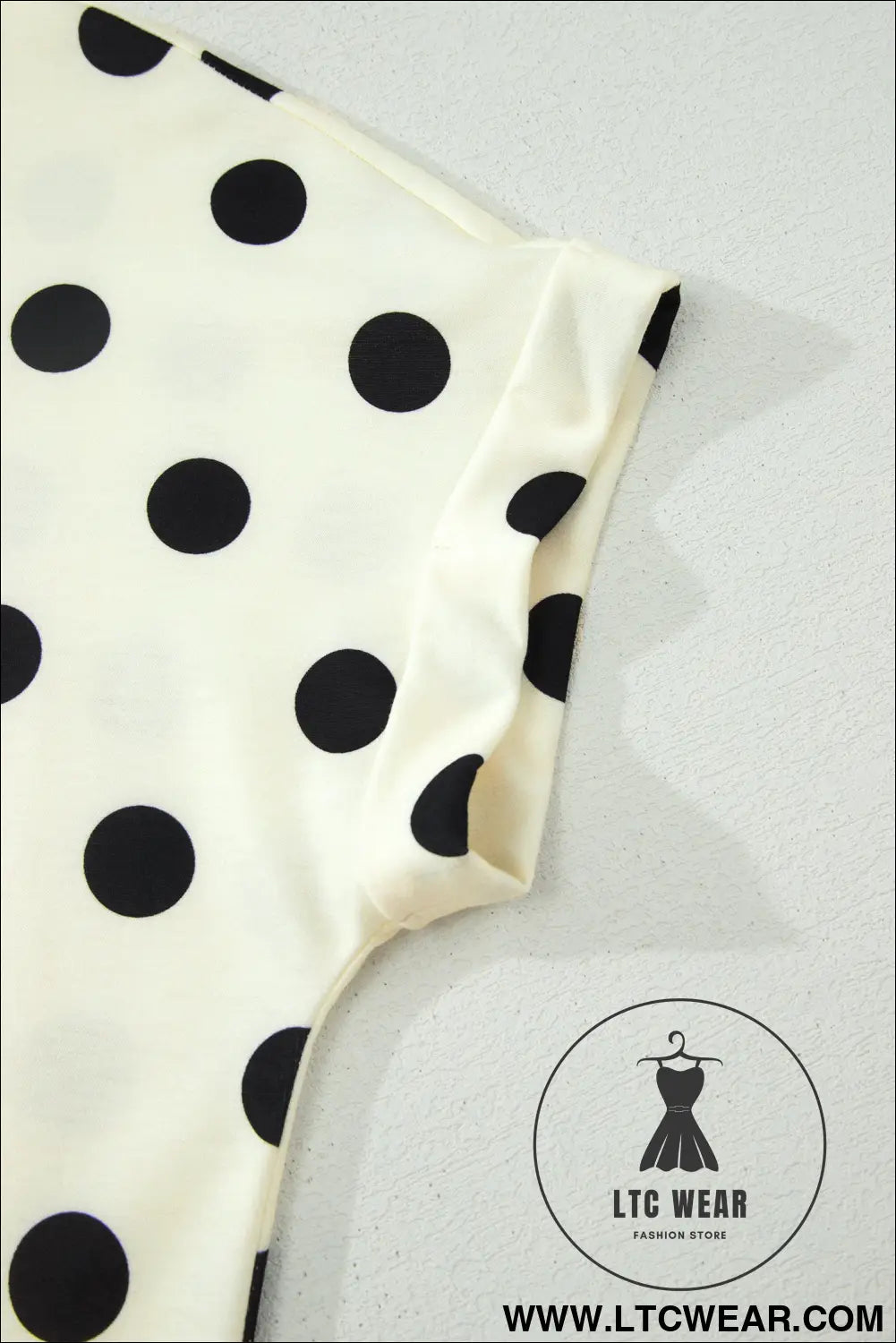 Beige Polka Dot Print High Neck Dolman Top - L.T.C Wear Online Fashion Store