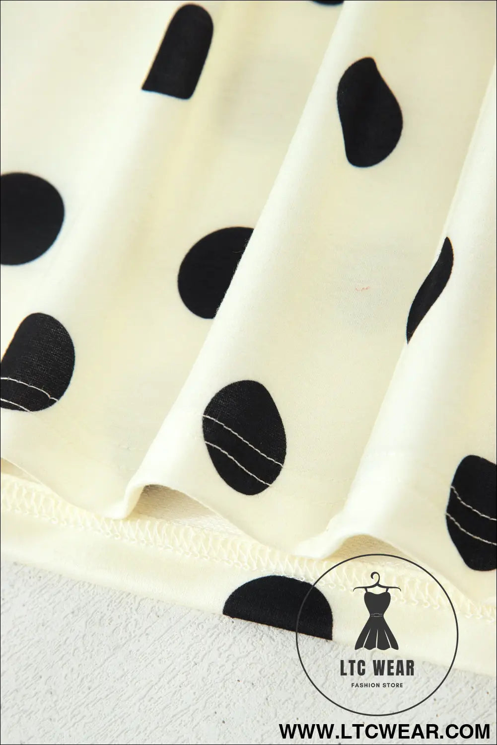 Beige Polka Dot Print High Neck Dolman Top - L.T.C Wear Online Fashion Store