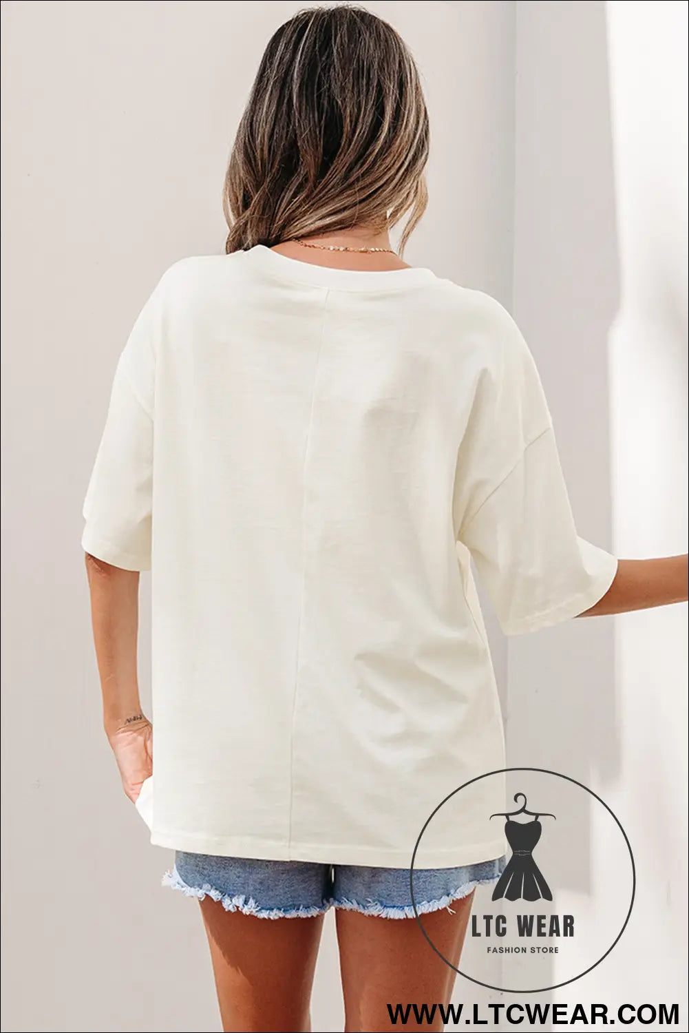 Beige Star Print Stud Detail Cotton Jersey Top - L.T.C Wear Online Fashion Store