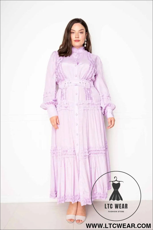 Belted Shirt Dress With Ruffle Detail