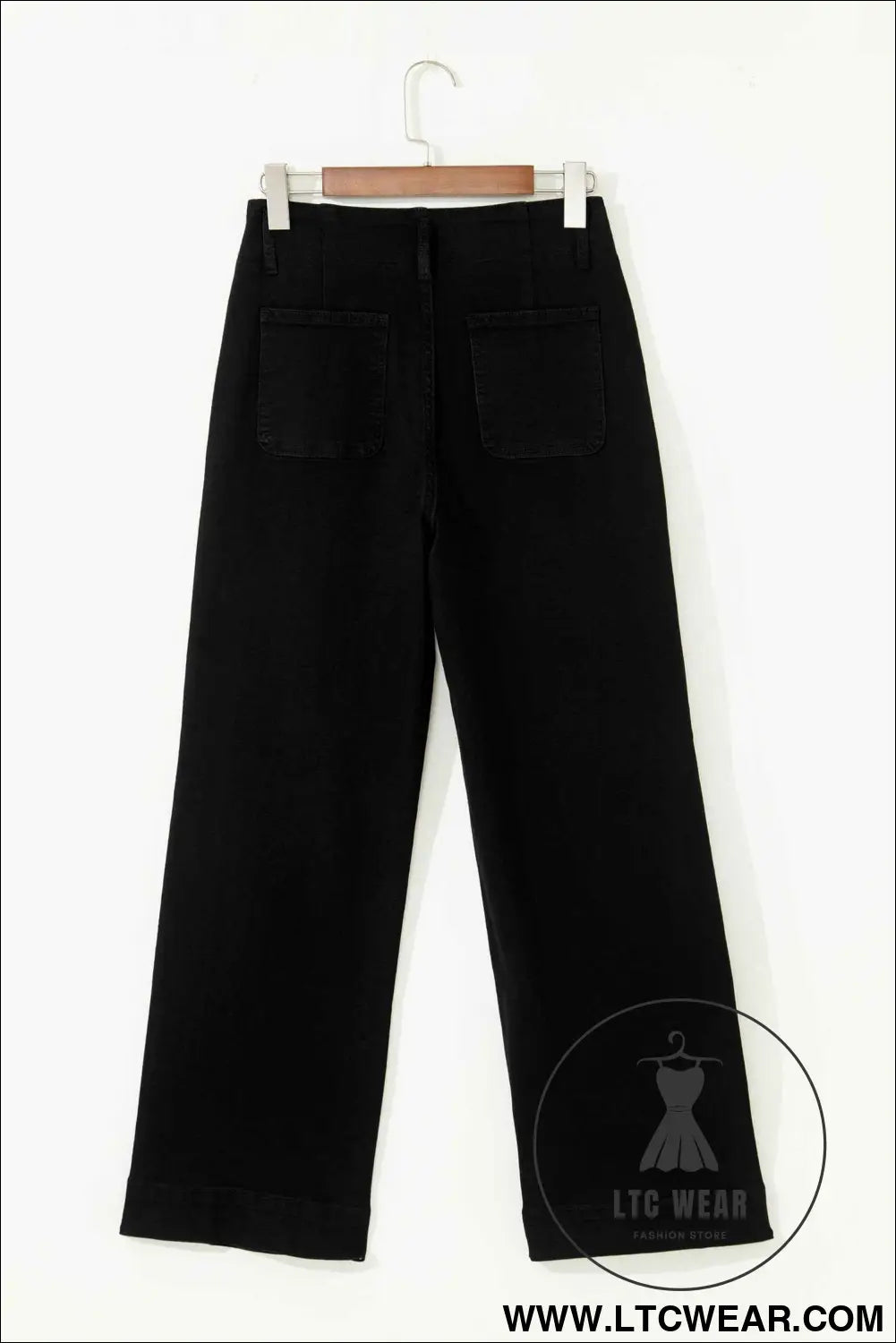Black 2-Button High Waist Wide Leg Jeans