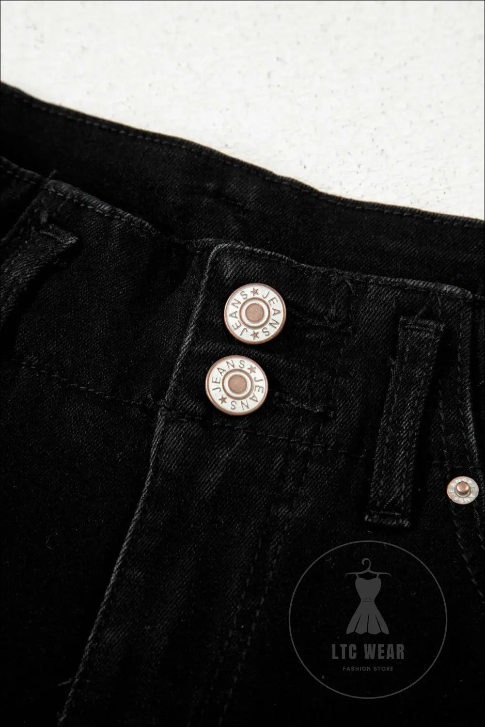 Black 2-Button High Waist Wide Leg Jeans