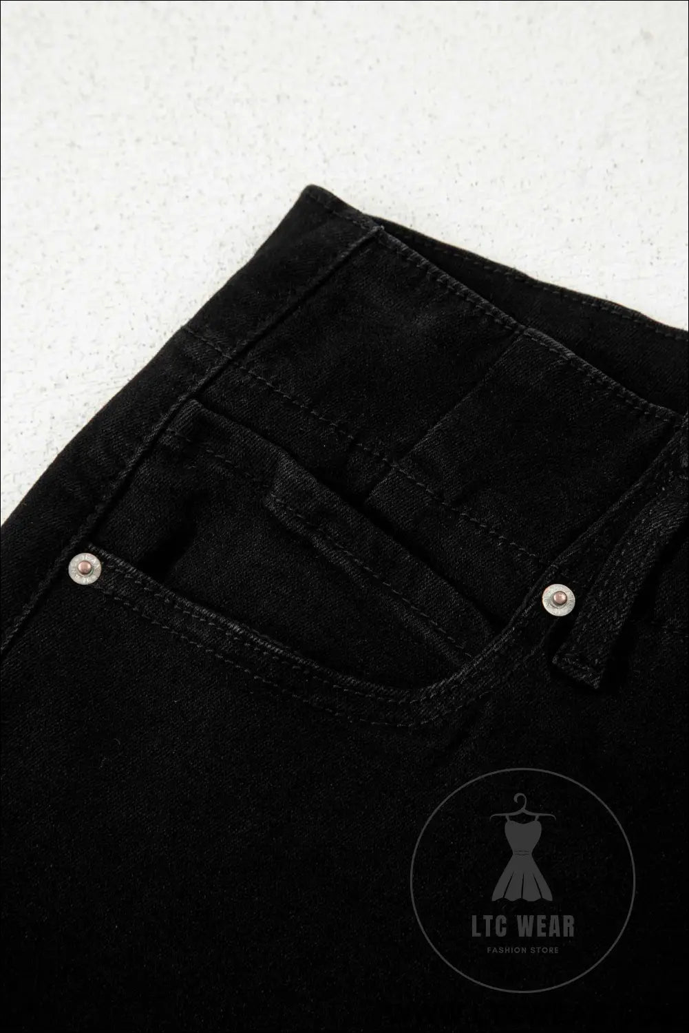 Black 2-Button High Waist Wide Leg Jeans