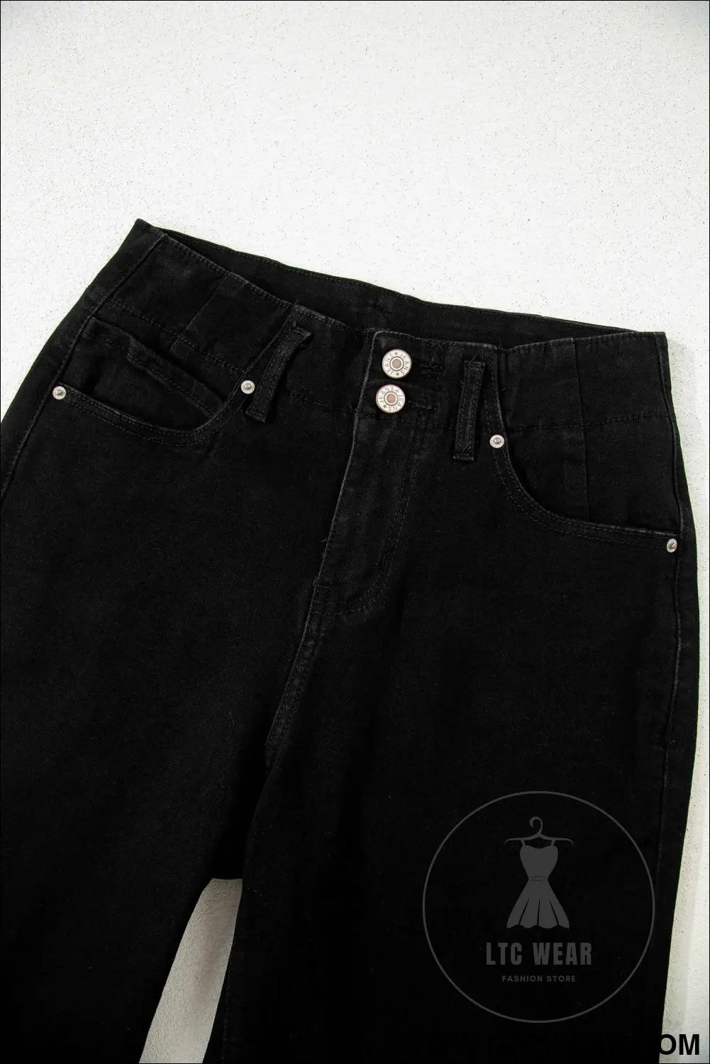 Black 2-Button High Waist Wide Leg Jeans