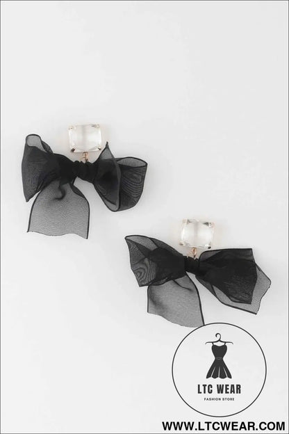 Black Bownot Dangle Earrings