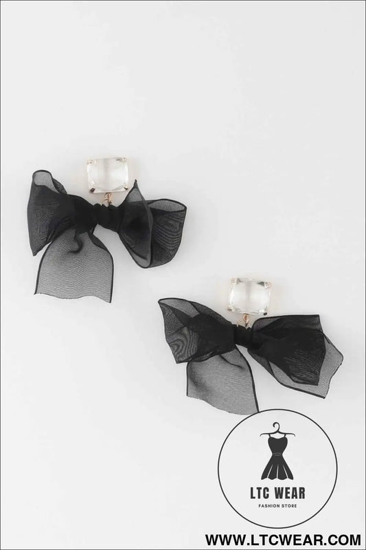 Black Bownot Dangle Earrings