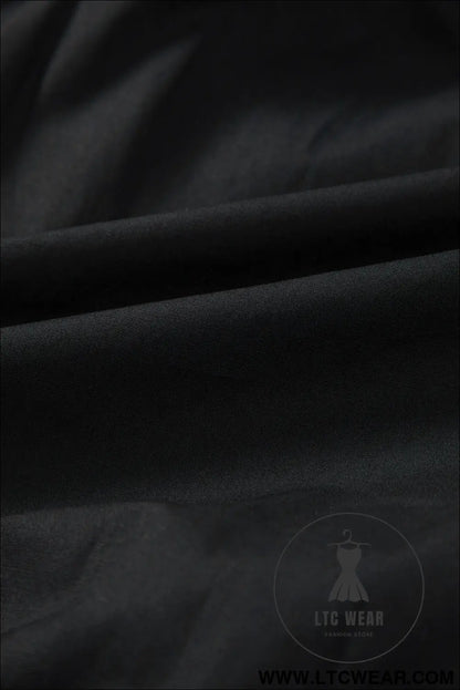 Black button down puff sleeve ruched ruffle hem dress - 15%