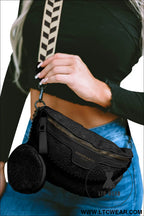 Black colorblock strap pu crossbody bag with coin purse - black / one size / 95% pu + 5% alloy - crossbody bags