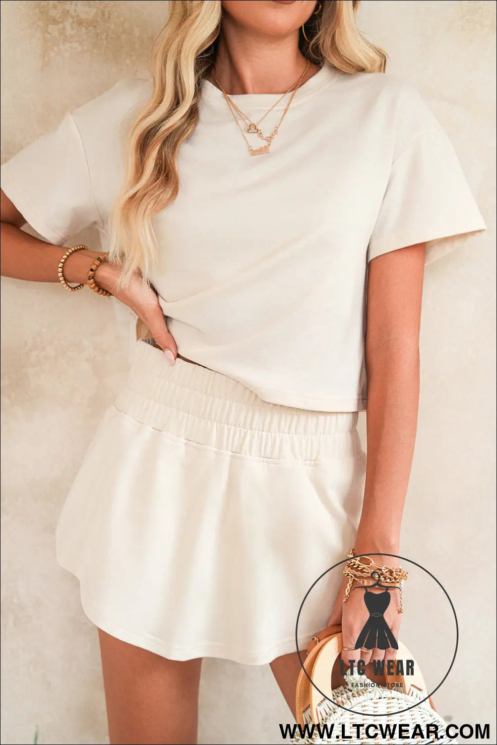 Black Cropped Tee and Ruffle High Waist Skort Set - L.T.C Wear Online Fashion Store