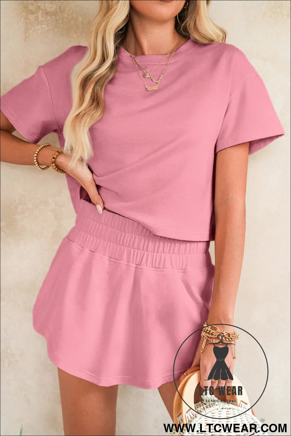 Black Cropped Tee and Ruffle High Waist Skort Set - L.T.C Wear Online Fashion Store