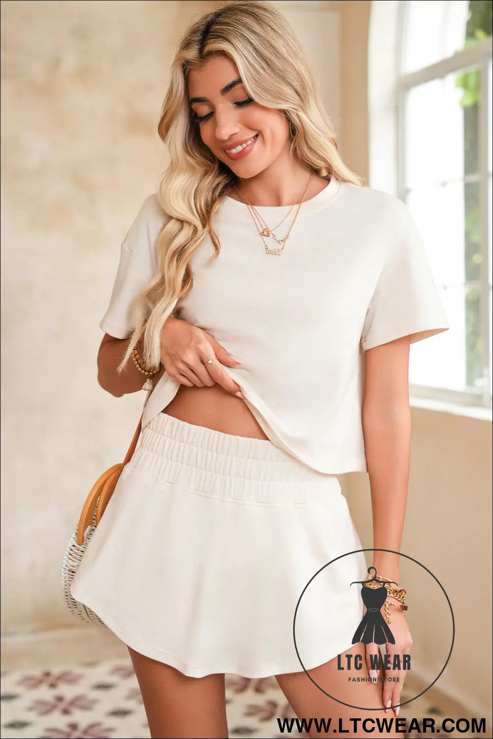 Black Cropped Tee and Ruffle High Waist Skort Set - L.T.C Wear Online Fashion Store
