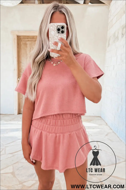Black Cropped Tee and Ruffle High Waist Skort Set - L.T.C Wear Online Fashion Store