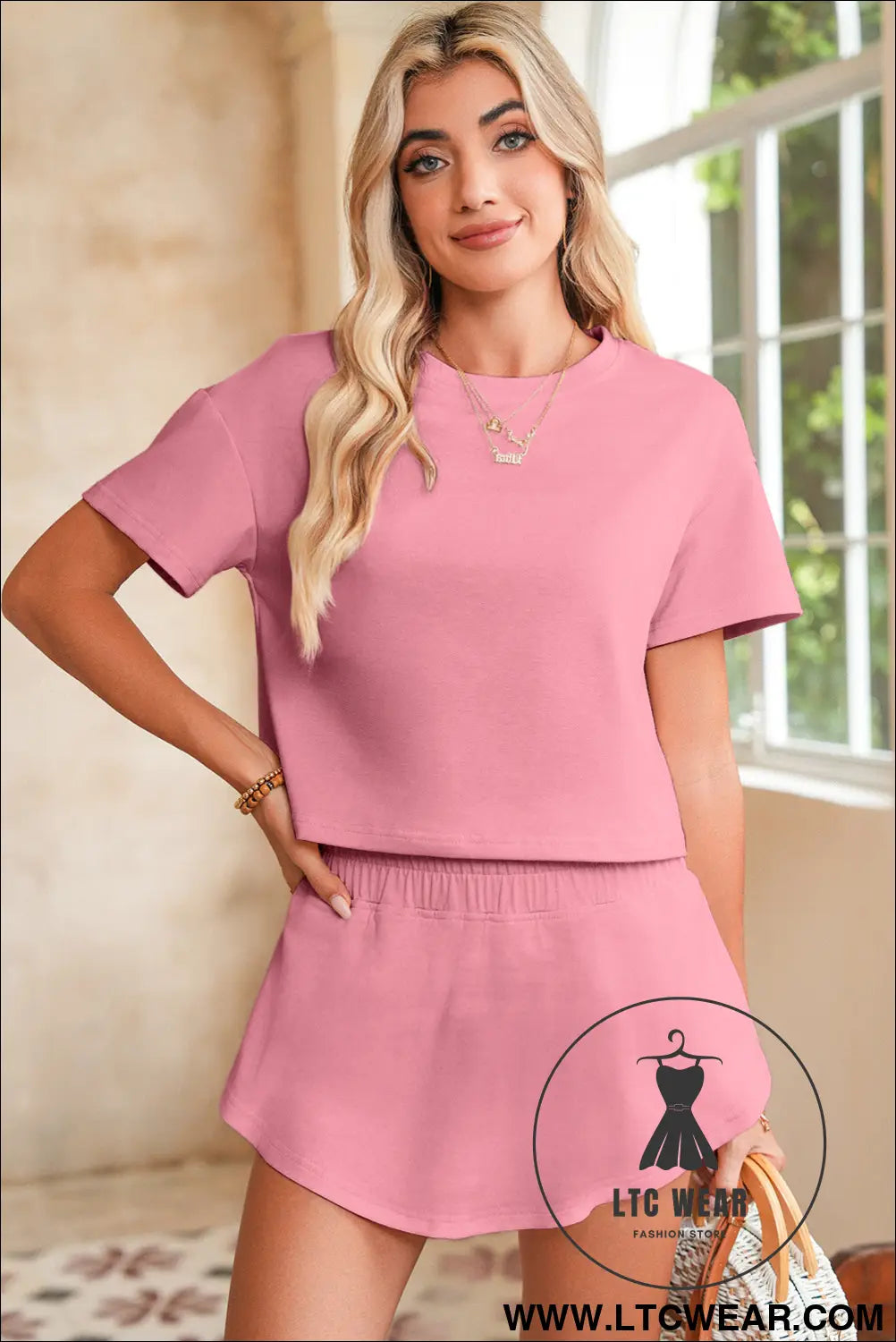 Black Cropped Tee and Ruffle High Waist Skort Set - L.T.C Wear Online Fashion Store