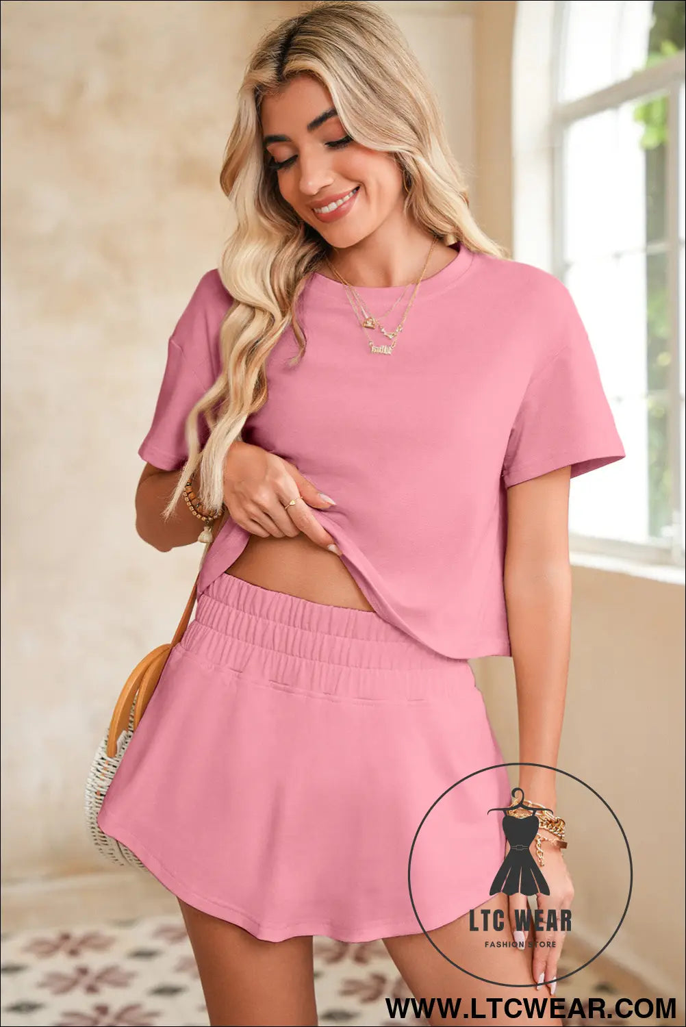 Black Cropped Tee and Ruffle High Waist Skort Set - L.T.C Wear Online Fashion Store