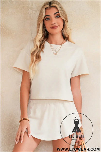 Black Cropped Tee and Ruffle High Waist Skort Set - L.T.C Wear Online Fashion Store
