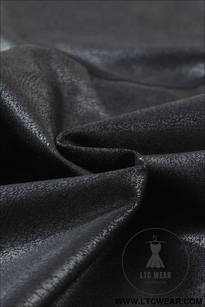 Black Crossed Dip Waist Sleek Leather Leggings
