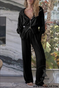 Black double zipper hooded jacket and sweatpants active set - black / 2xl / 75% polyester + 20% cotton + 5% elastane