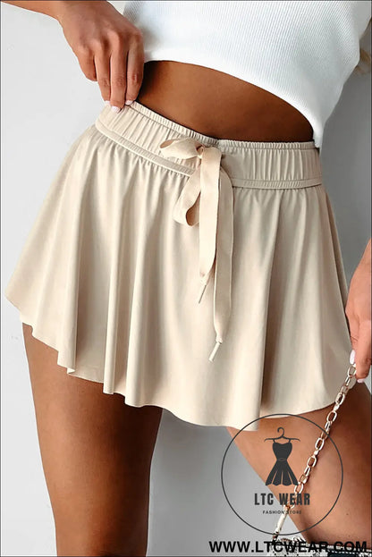 Black Drawstring High Waist Lined Tennis Skort - L.T.C Wear Online Fashion Store