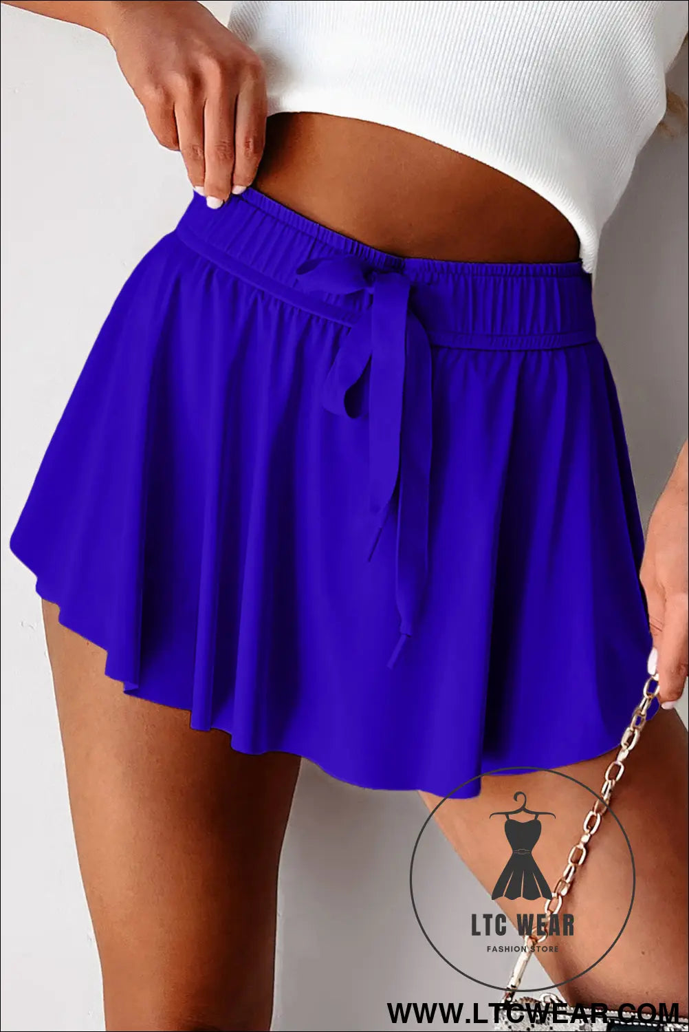 Black Drawstring High Waist Lined Tennis Skort - L.T.C Wear Online Fashion Store