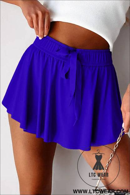 Black Drawstring High Waist Lined Tennis Skort - L.T.C Wear Online Fashion Store