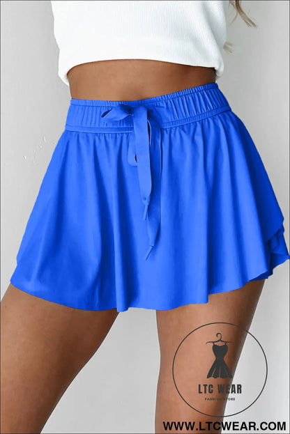 Black Drawstring High Waist Lined Tennis Skort - L.T.C Wear Online Fashion Store