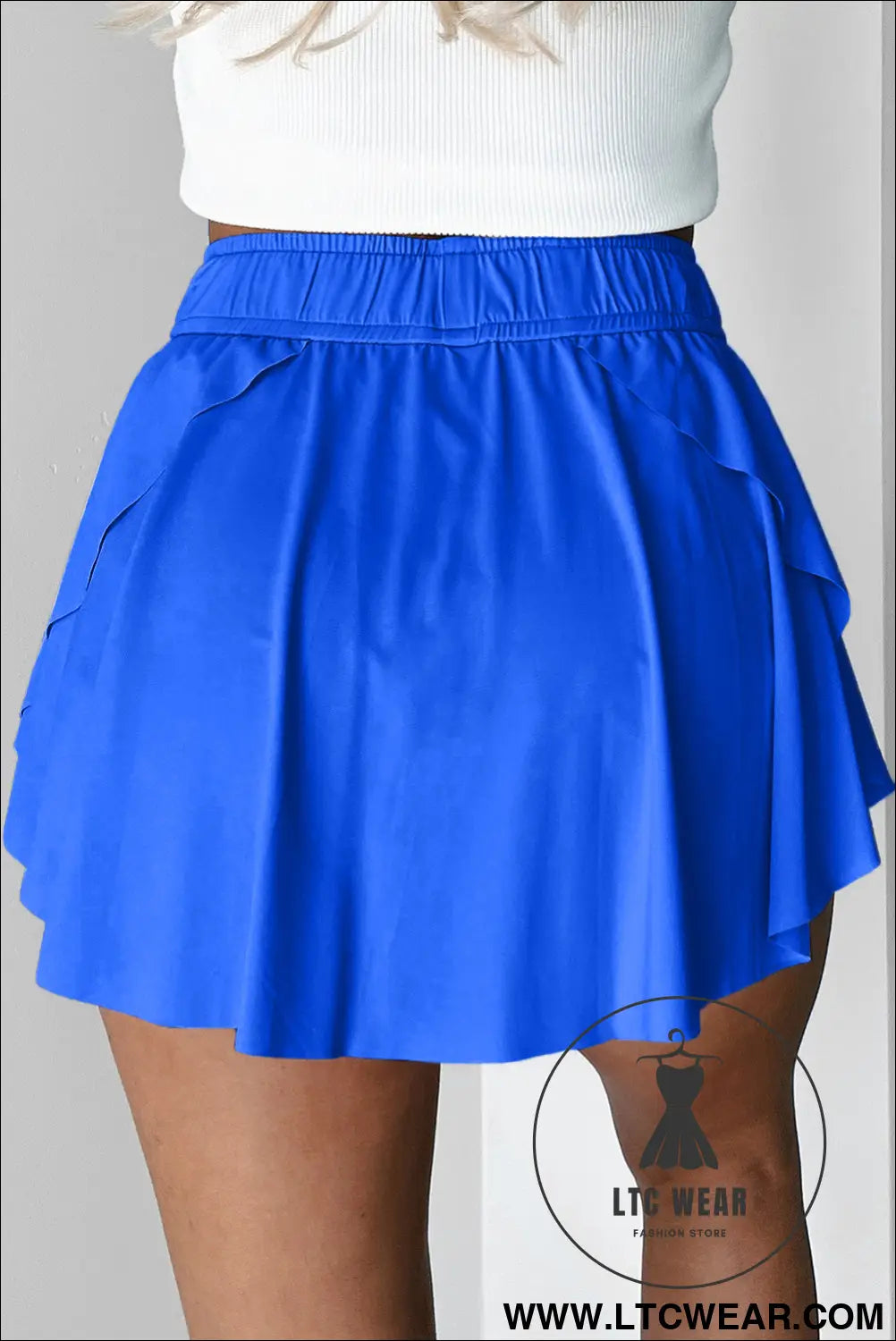 Black Drawstring High Waist Lined Tennis Skort - L.T.C Wear Online Fashion Store