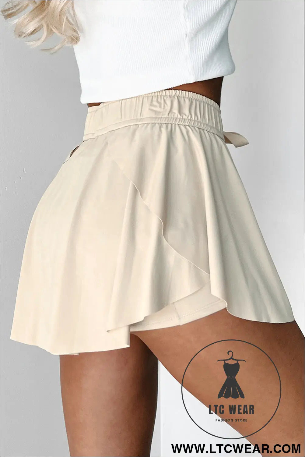 Black Drawstring High Waist Lined Tennis Skort - L.T.C Wear Online Fashion Store