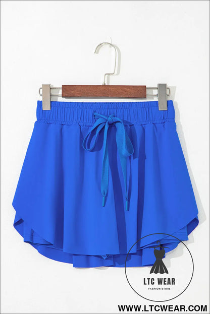 Black Drawstring High Waist Lined Tennis Skort - L.T.C Wear Online Fashion Store