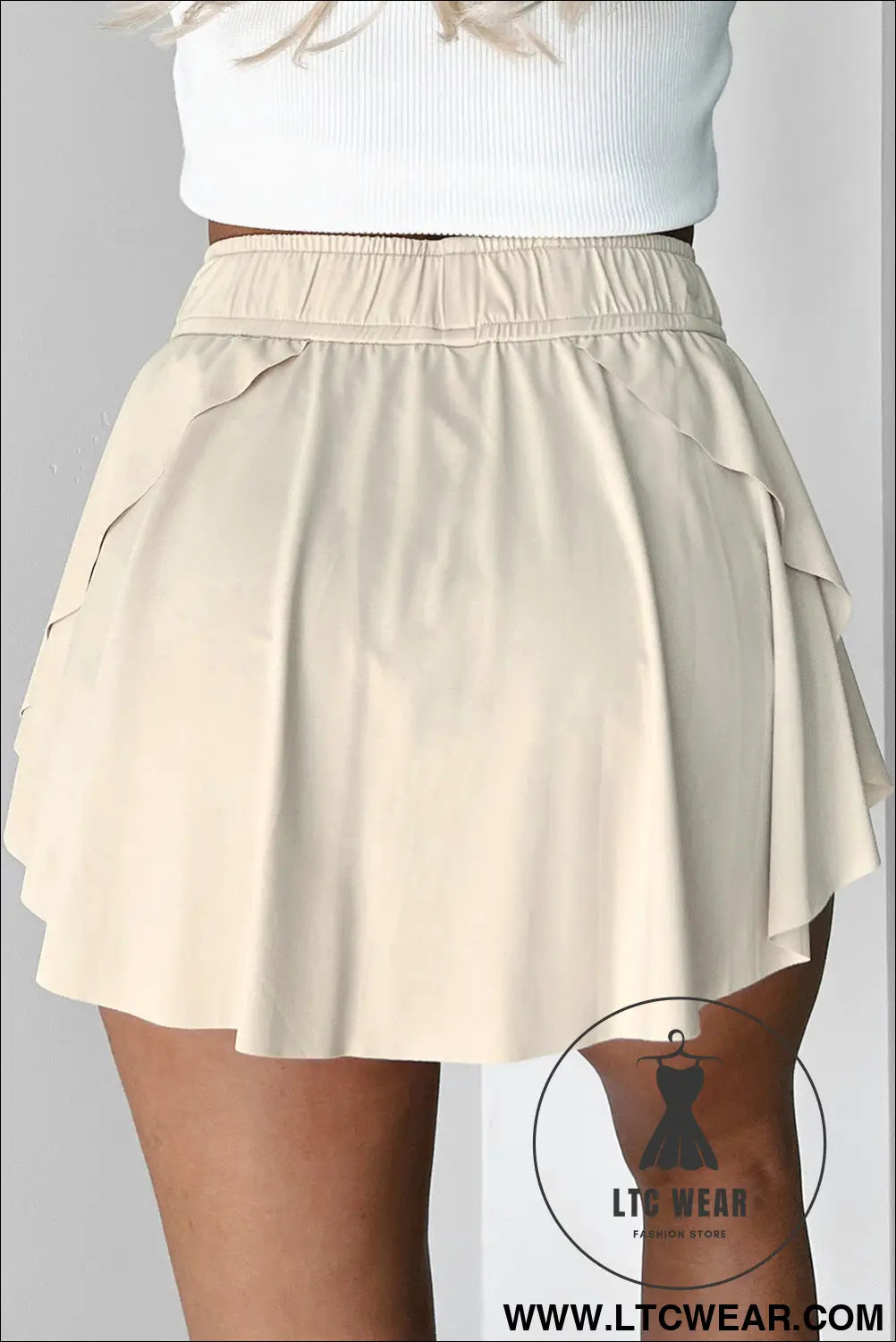 Black Drawstring High Waist Lined Tennis Skort - L.T.C Wear Online Fashion Store