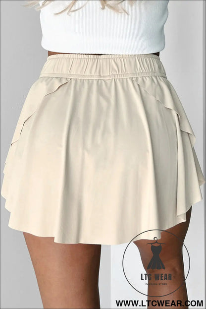 Black Drawstring High Waist Lined Tennis Skort - L.T.C Wear Online Fashion Store