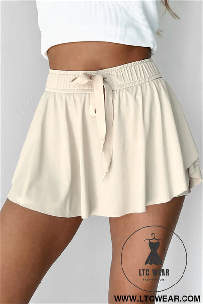 Black Drawstring High Waist Lined Tennis Skort - L.T.C Wear Online Fashion Store