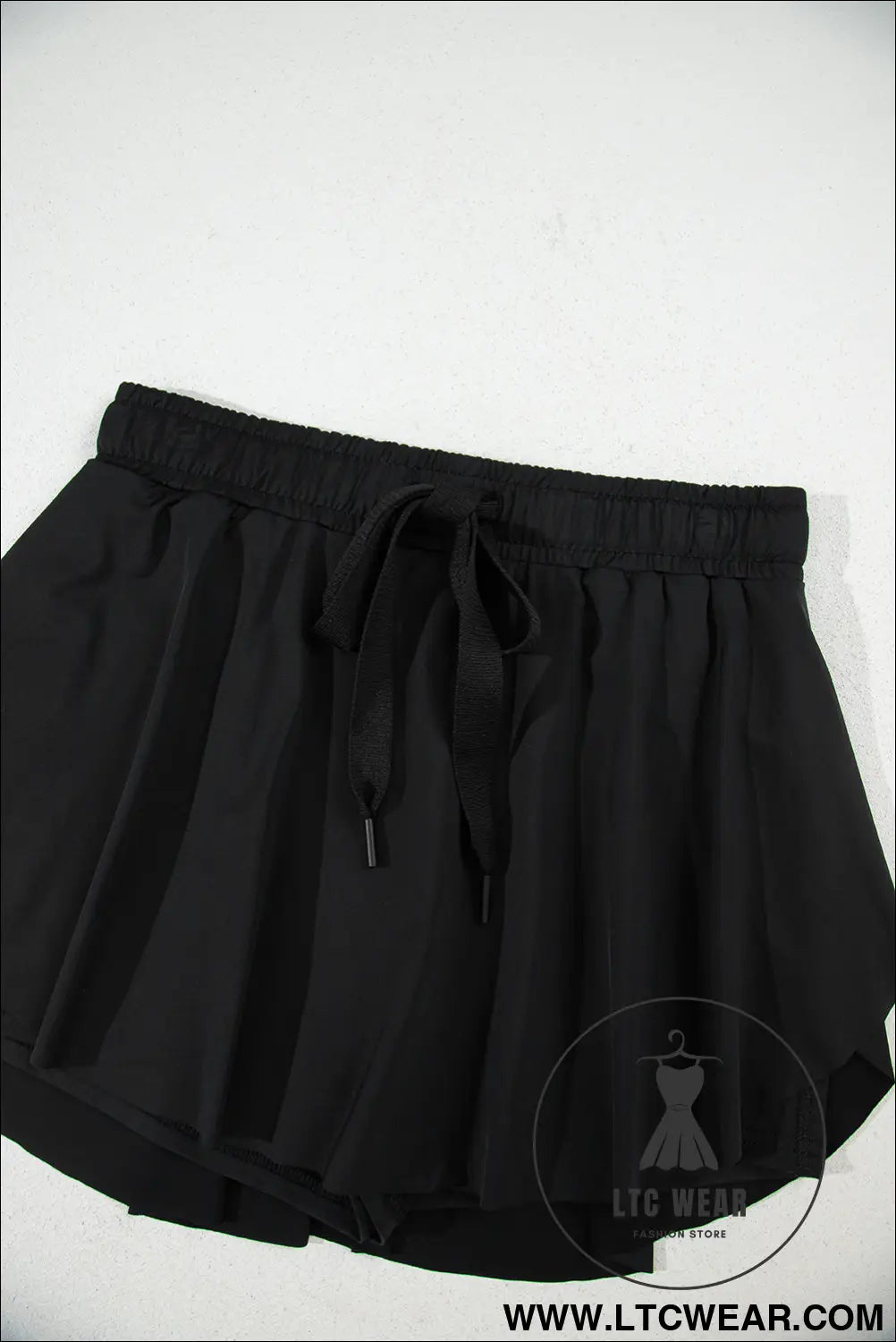 Black Drawstring High Waist Lined Tennis Skort - L.T.C Wear Online Fashion Store
