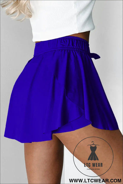 Black Drawstring High Waist Lined Tennis Skort - L.T.C Wear Online Fashion Store