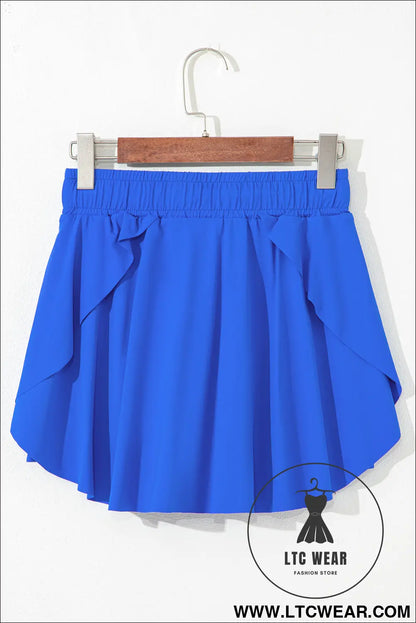 Black Drawstring High Waist Lined Tennis Skort - L.T.C Wear Online Fashion Store