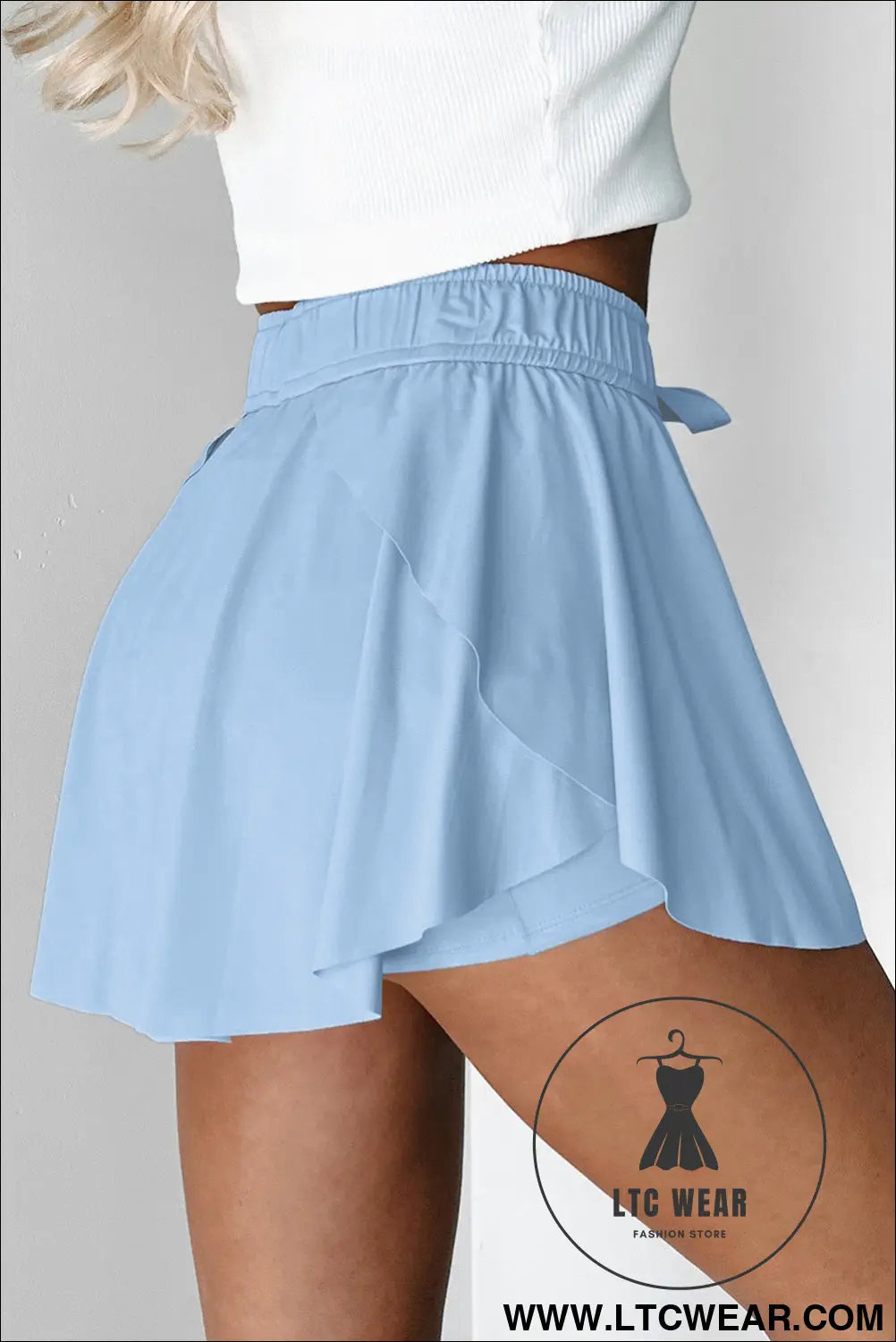 Black Drawstring High Waist Lined Tennis Skort - L.T.C Wear Online Fashion Store