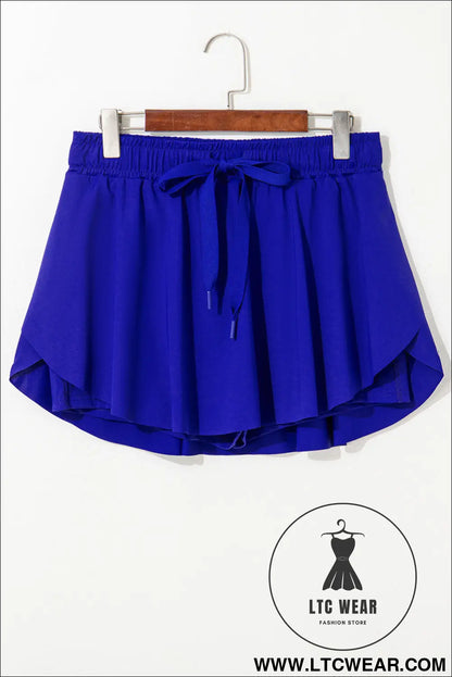 Black Drawstring High Waist Lined Tennis Skort - L.T.C Wear Online Fashion Store