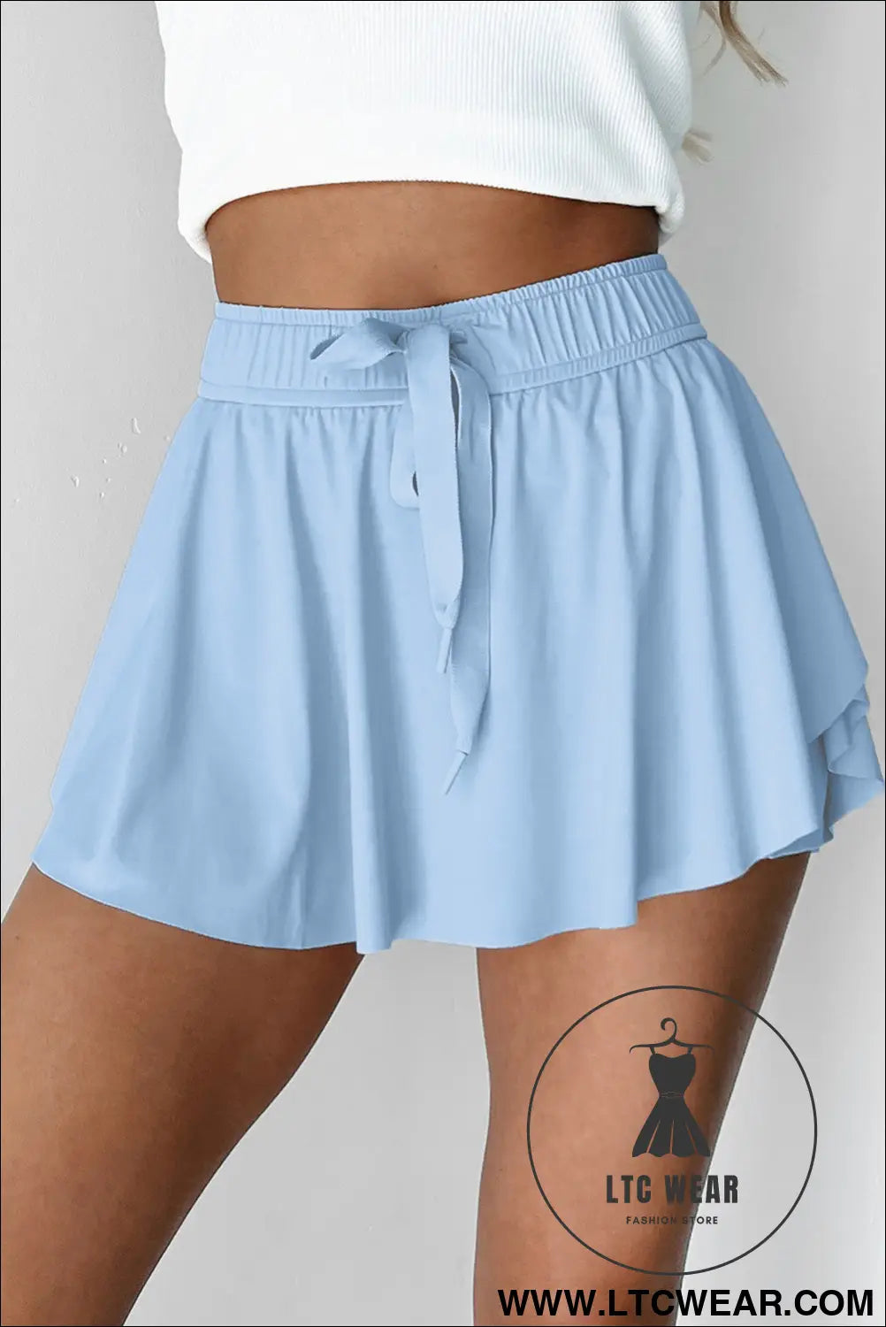 Black Drawstring High Waist Lined Tennis Skort - L.T.C Wear Online Fashion Store