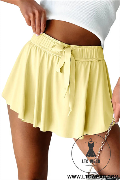 Black Drawstring High Waist Lined Tennis Skort - L.T.C Wear Online Fashion Store