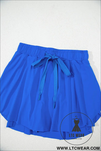 Black Drawstring High Waist Lined Tennis Skort - L.T.C Wear Online Fashion Store