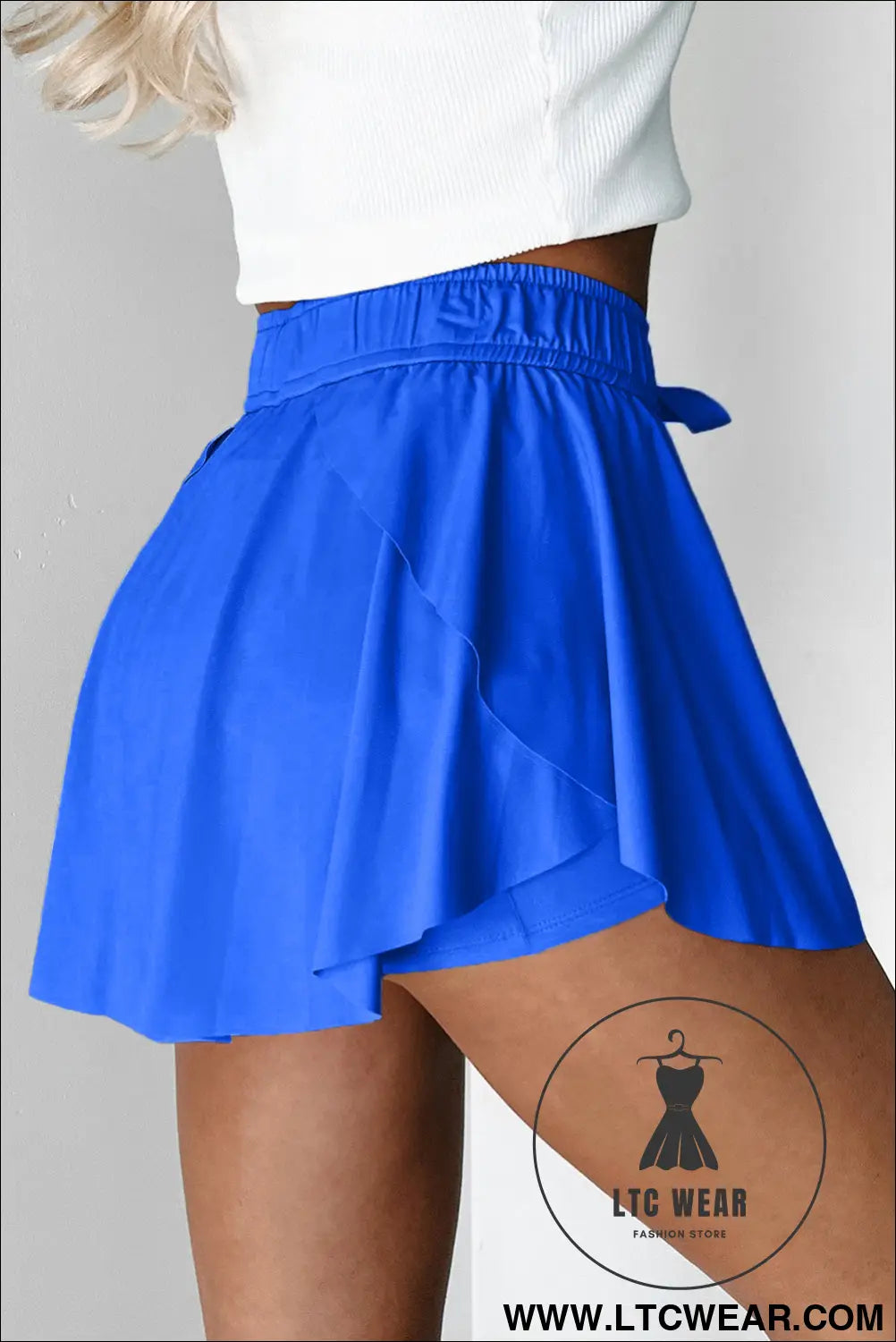 Black Drawstring High Waist Lined Tennis Skort - L.T.C Wear Online Fashion Store