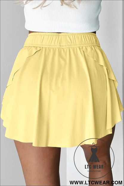 Black Drawstring High Waist Lined Tennis Skort - L.T.C Wear Online Fashion Store