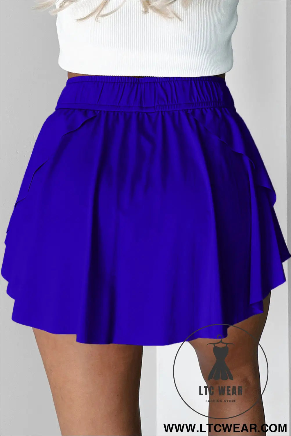 Black Drawstring High Waist Lined Tennis Skort - L.T.C Wear Online Fashion Store