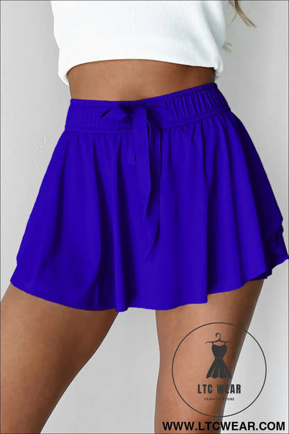 Black Drawstring High Waist Lined Tennis Skort - L.T.C Wear Online Fashion Store