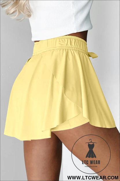 Black Drawstring High Waist Lined Tennis Skort - L.T.C Wear Online Fashion Store