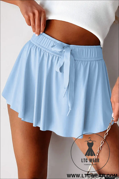 Black Drawstring High Waist Lined Tennis Skort - L.T.C Wear Online Fashion Store