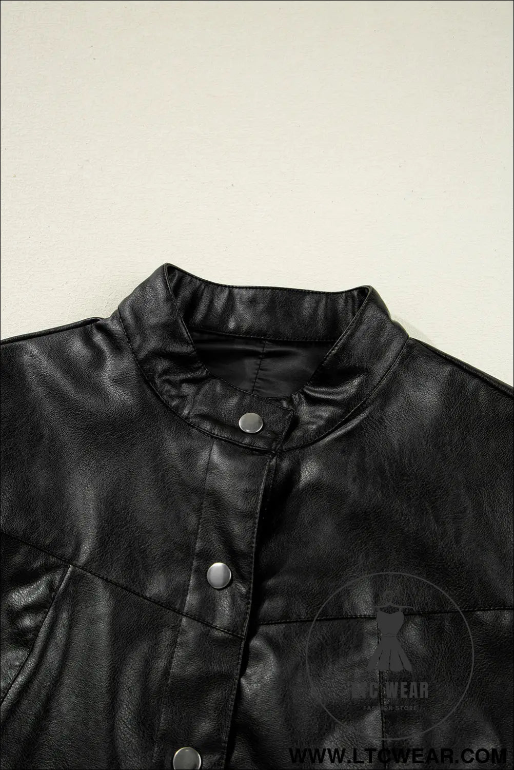 Black faux leather buttoned front boxy jacket - jackets