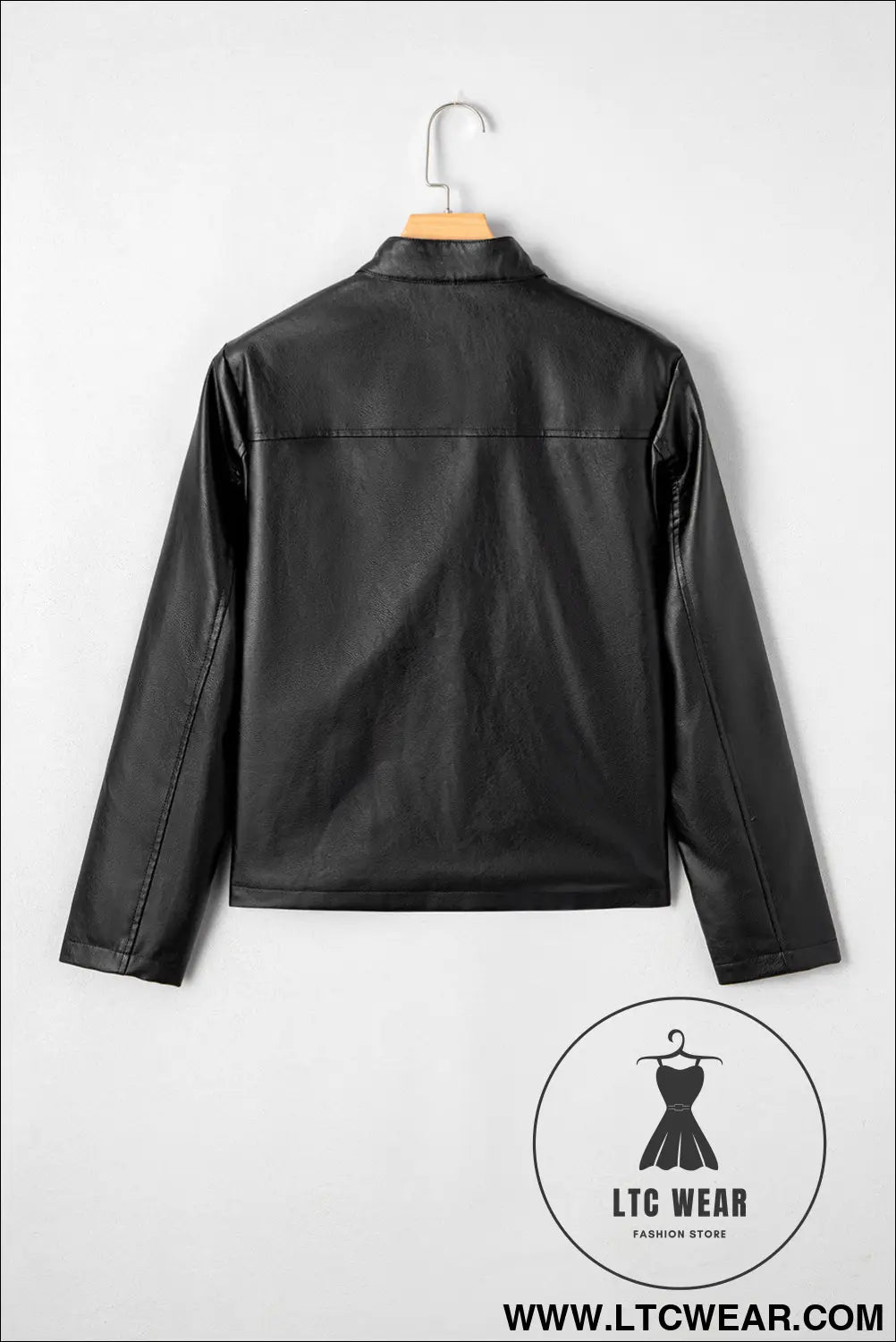 Black faux leather buttoned front boxy jacket - jackets