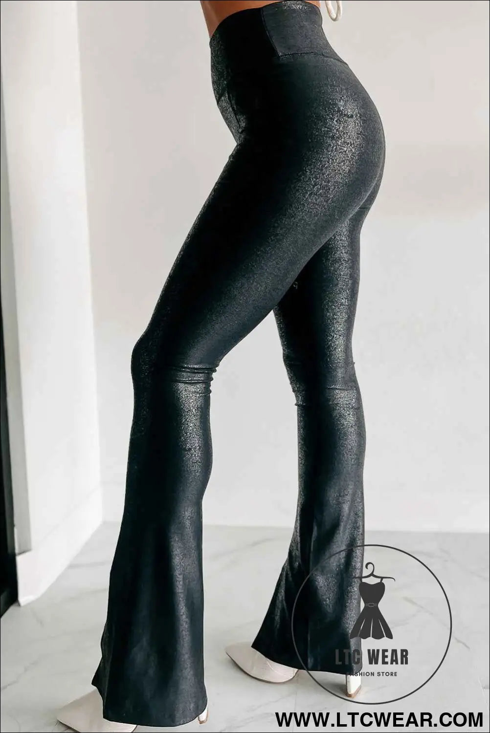 Black Faux Leather Splits High Waist Leggings