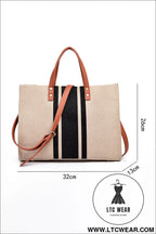 Black large striped shoulder bag - black / one size / 100% polyester - shoulder bags