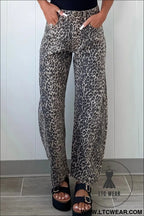 Black leopard print high waist barrel jeans - jeans